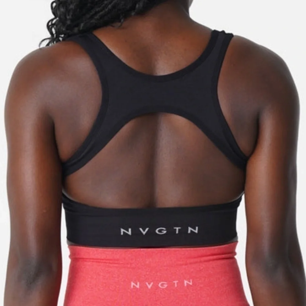 NVGTN Eclipse Sports Bra Black Seamless Cutout Open Back Size XS Women’s - Picture 2 of 10